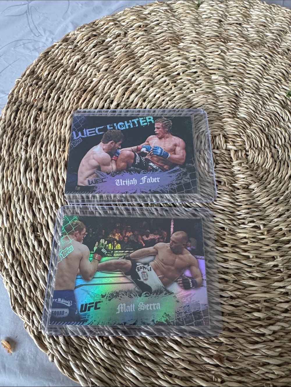 Topps UFC Holographic Cards with Green, Purple, Blue Highlights